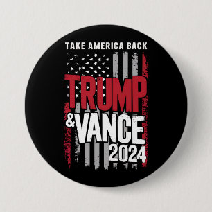 Trump Vance 2024 US-Flagge Amerika zurückerobern Button