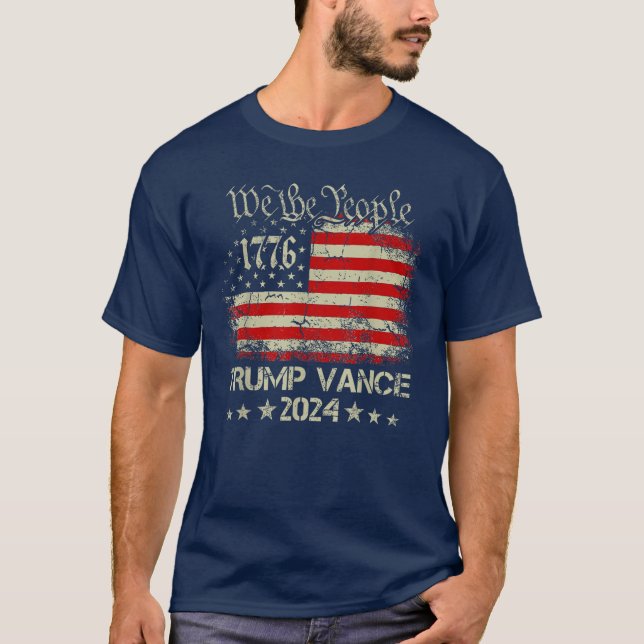 Trump Vance 2024 US-Flagge Republikaner 2024 Präsi T-Shirt (Vorderseite)