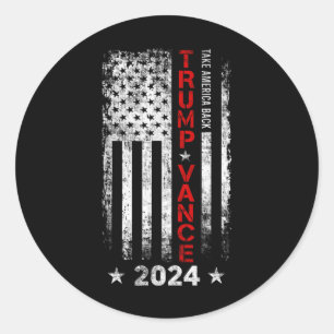 Trump Vance 2024 US-Flagge Vintag - nehmen Sie Ame Runder Aufkleber