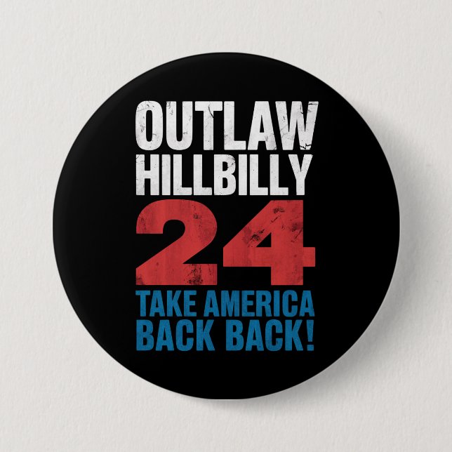 Trump Vance 2024 verwirft Hillbilly-US-Flagge Vint Button (Vorderseite)