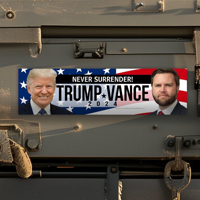 Trump Vance 2024 verzichtet nie auf Zitat-Foto Autoaufkleber (trump vance bumper sticker never surrender )