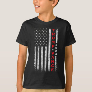 Trump Vance 2024 Vintag gedämpfte vertikale Flagge T-Shirt