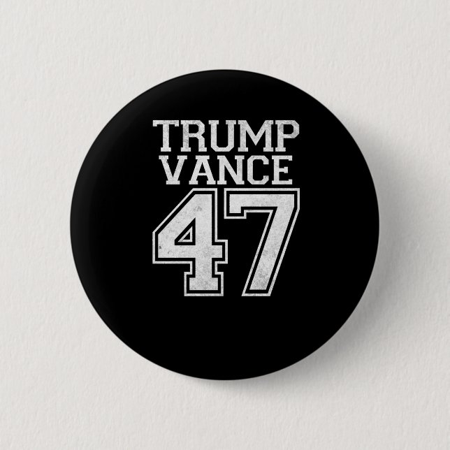 Trump Vance 47. Präsident Vintage Nummer Button (Vorderseite)