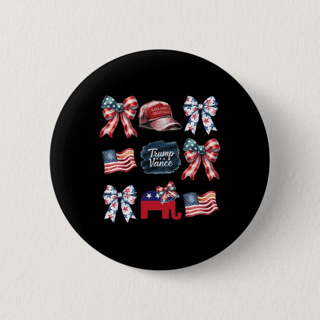 Trump Vance Bow Coquette Wählen Präsidentschaftswa Button (Vorderseite)