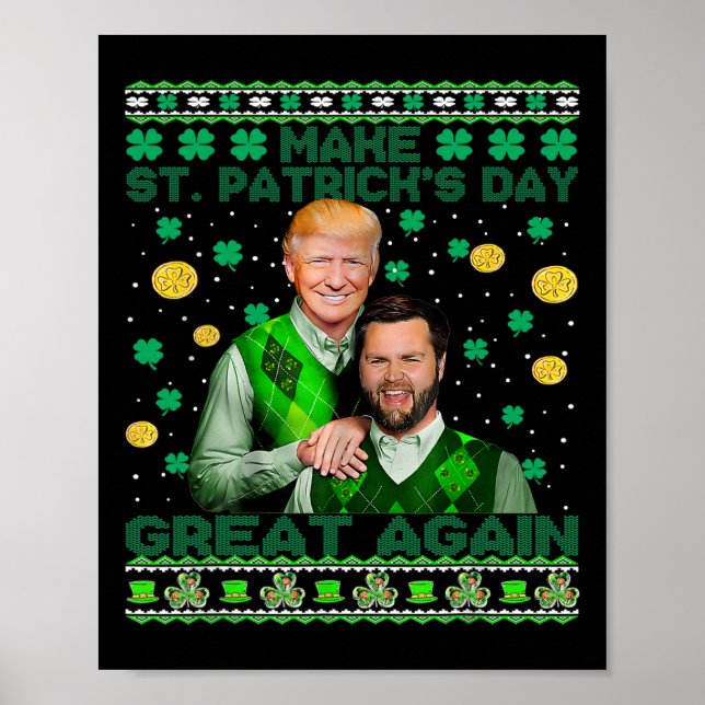 Trump Vance Brothers Funny St Patrick's Day Ugly S Poster (Vorne)