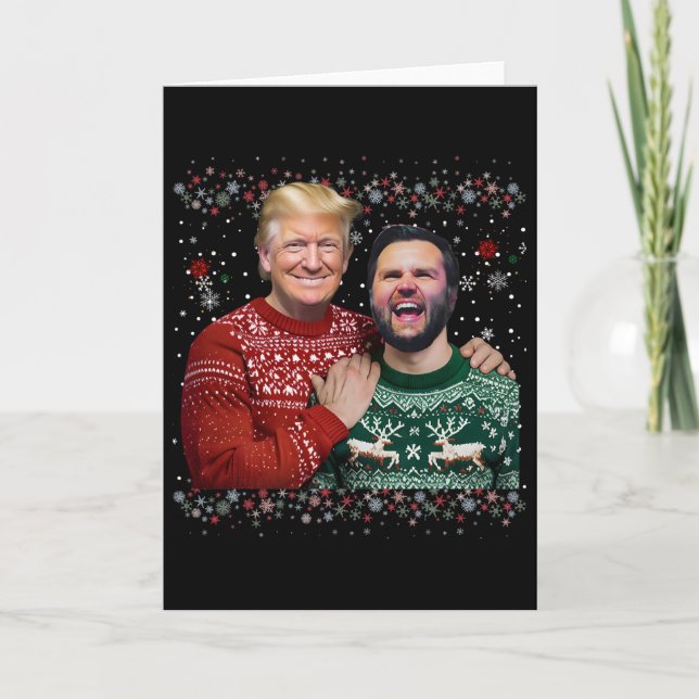 Trump Vance Brothers Funny Ugly Christmas Xmas Swe Karte (Vorderseite)