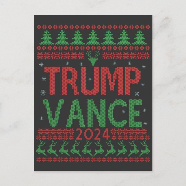 Trump Vance Election Ugly Christmas Sweater Postkarte (Vorderseite)
