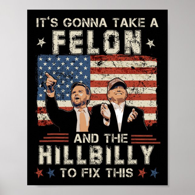 Trump Vance Es Wird Einen Verbrecher Und Einen Hin Poster (Vorne)