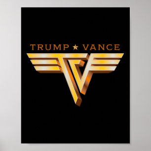 Trump Vance Fernseher Rocker Gold Logo Vintage Tru Poster