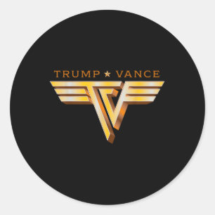 Trump Vance Fernseher Rocker Gold Logo Vintage Tru Runder Aufkleber