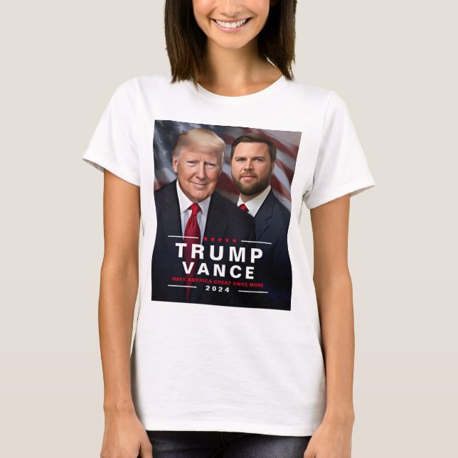 Trump Vance Foto 2024 Präsidentschaftskampagne T-Shirt (Vorderseite)