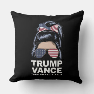 Trump Vance holt Amerika zurück, Messy Bun Girl Kissen