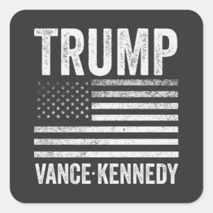 Trump Vance Kennedy Election 2024 American Flag Quadratischer Aufkleber