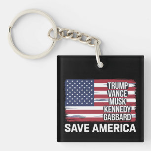 Trump Vance Musk Kennedy Gabbard 2024 Rette Amerik Schlüsselanhänger