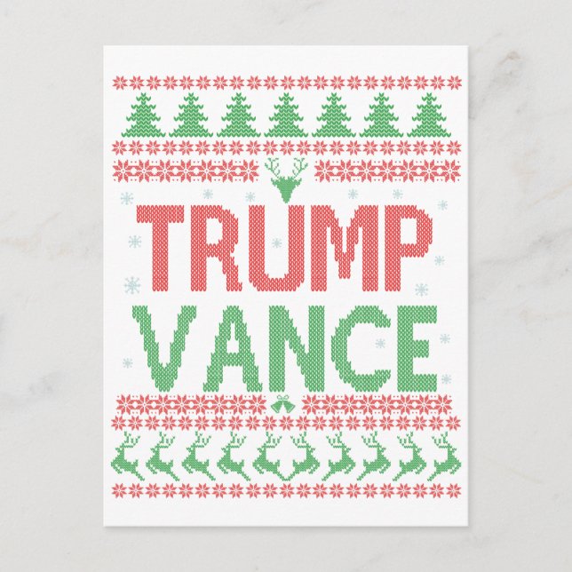 Trump Vance Republikaner Ugly Christmas Sweater Xm Postkarte (Vorderseite)