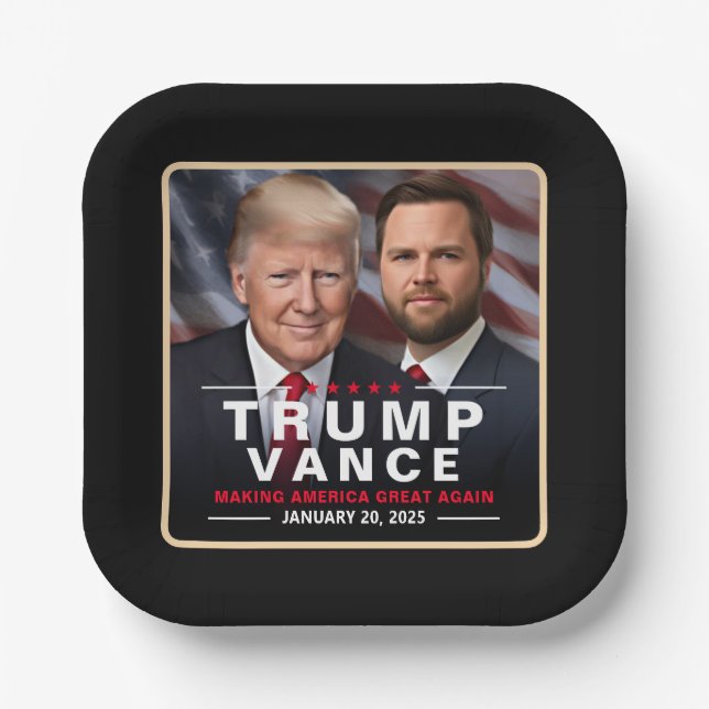 Trump Vance Sieg Einweihung Tag Sammler Pappteller (Vorderseite)