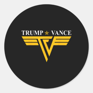 Trump Vance Tv Rocker Gold Logo Vintag Präsident Runder Aufkleber