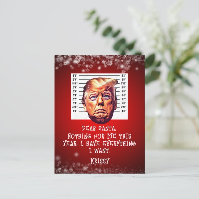 Trump verhaftete Träume kommen Weihnachten Postkarte (Stehend Vorderseite)