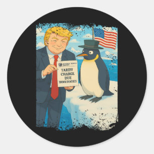 Trump verhängt Zoll Pinguin Anime Politik Meme D Runder Aufkleber