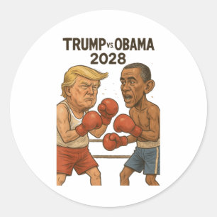 Trump Vs Obama 2028 Boxing Match Funny Runder Aufkleber