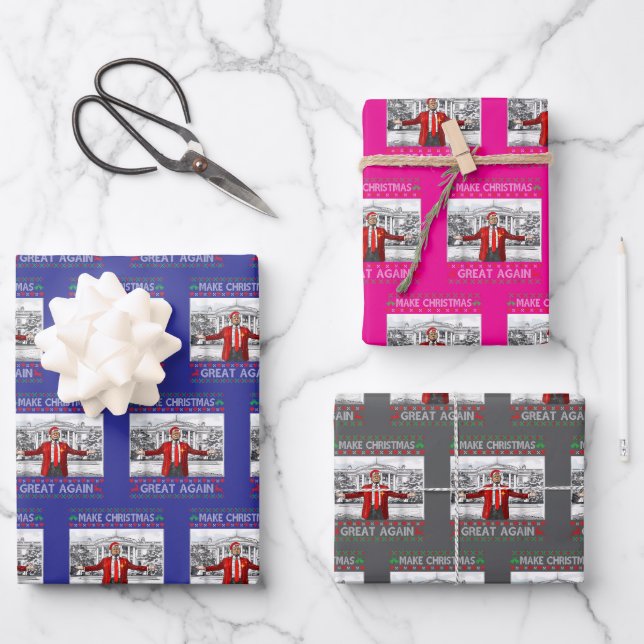 Trump Weihnachten Geschenkpapier Set (Vorderseite)