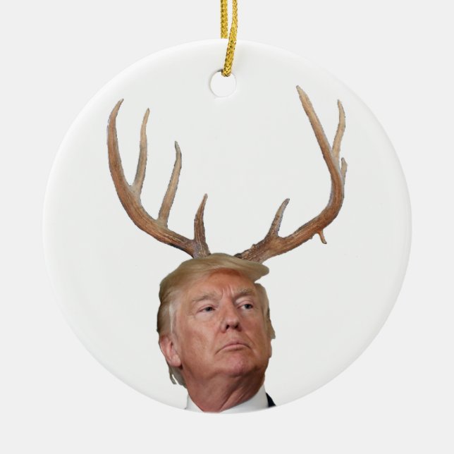 Trump Weihnachten: Hirsch, Herr Präsident Keramikornament (Vorne)
