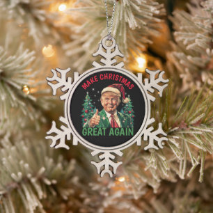 Trump Weihnachten, Trump Weihnachten wieder großar Schneeflocken Zinn-Ornament