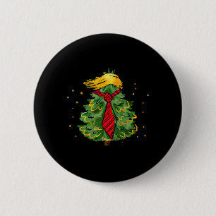 Trump Weihnachten USA Lustig Trump Haar Baum Männe Button