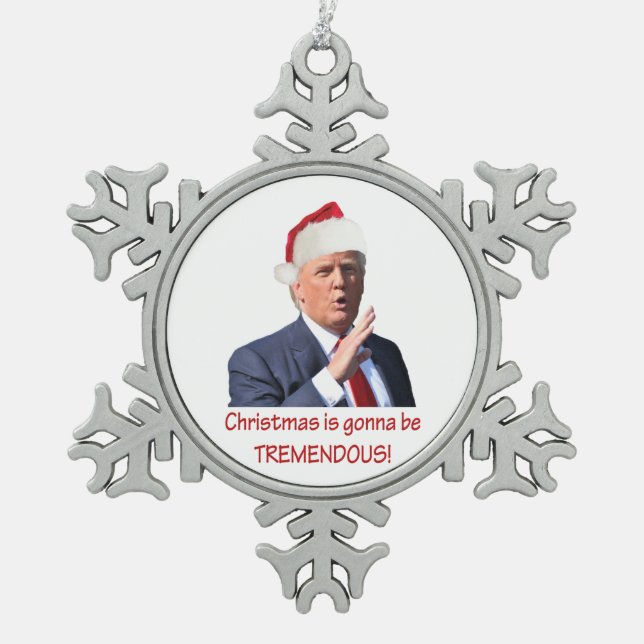 Trump: Weihnachten wird unglaublich! Schneeflocken Zinn-Ornament (Vorderseite)