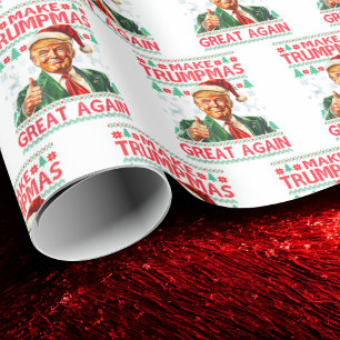 Trump Weihnachtsmann Hut   Trump macht Weihnachten Geschenkpapier