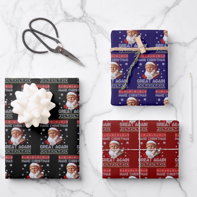 Trump Weihnachtsmann macht Weihnachten wieder groß Geschenkpapier Set (Vorderseite)
