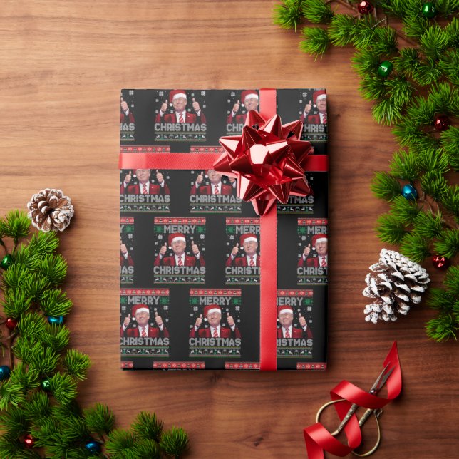 Trump Weihnachtsmannmütze Frohe Weihnachten Ugly S Geschenkpapier (Feiertagsgeschenk)