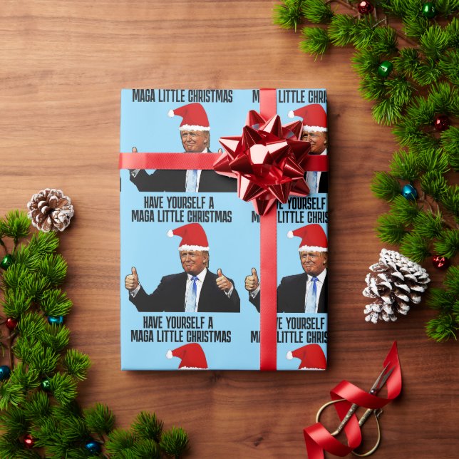 TRUMP-WEIHNACHTSMANNMÜTZE, MAGA WENIG CHRISTMAS GESCHENKPAPIER (Feiertagsgeschenk)