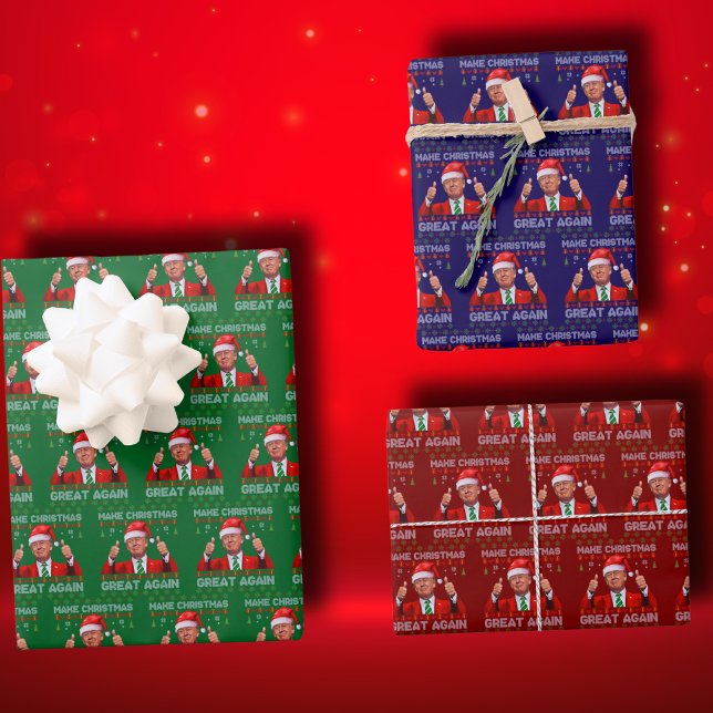 Trump-Weihnachtsmannmütze | Trump macht Weihnachte Geschenkpapier Set (Von Creator hochgeladen)