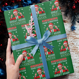 Trump Weihnachtsmannmütze, Trump macht Weihnachten Geschenkpapier
