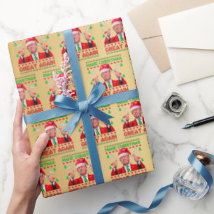Trump-Weihnachtsmannmütze - Weihnachten wieder gro Geschenkpapier