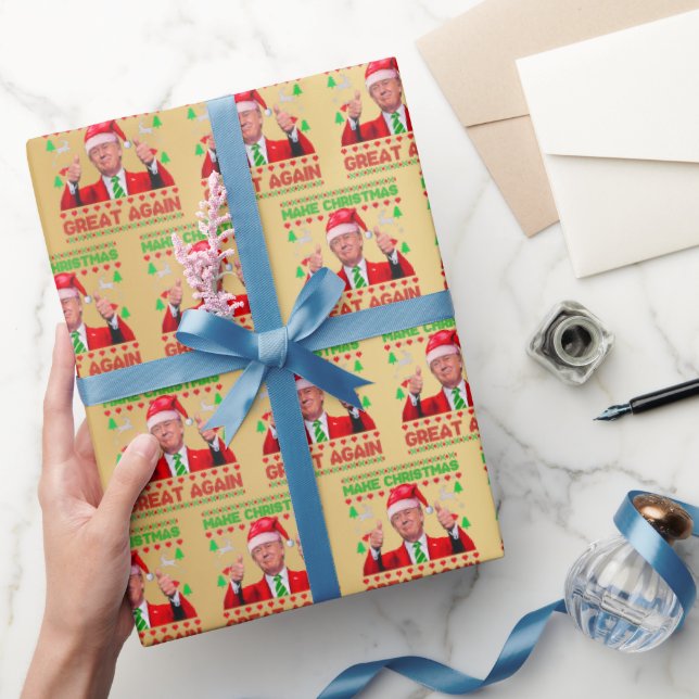 Trump-Weihnachtsmannmütze - Weihnachten wieder gro Geschenkpapier (Schenken)