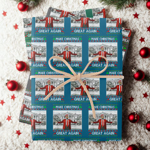 Trump-Weihnachtsmannmütze   Weihnachten wieder gro Geschenkpapier Set