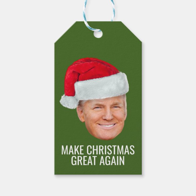 Trump-Weihnachtsmannmütze Weihnachten wieder großa Geschenkanhänger (Vorderseite)