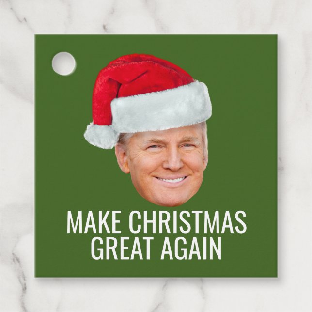 Trump-Weihnachtsmannmütze Weihnachten wieder großa Geschenkanhänger (Vorderseite)