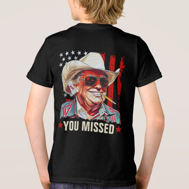 Trump Western Cowboy You Missed Trump 2024 Boy Tri-Blend Shirt (Rückseite)
