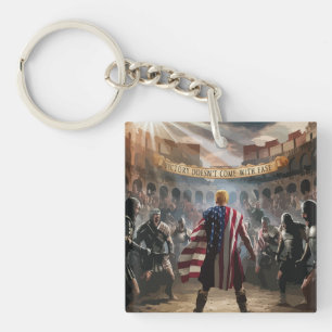 Trump wird als Gladiator in einem antiken römische Schlüsselanhänger