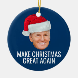 Trump with Santa Hat - Make Christmas Great Again Keramik Ornament