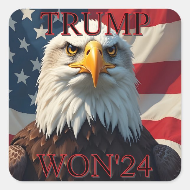 TRUMP WON 2024 QUADRATISCHER AUFKLEBER (Vorderseite)