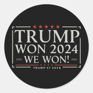 Trump Won 2024 We Won 47 2028 USA Runder Aufkleber