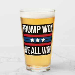Trump Won We All Won 2024 USA Flag Trump Won Glas
