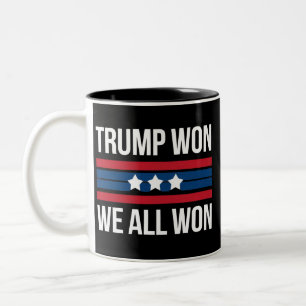 Trump Won We All Won 2024 USA Flag Trump Won Zweifarbige Tasse