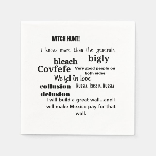 Trump Word Cloud Typografie Serviette (Vorderseite)