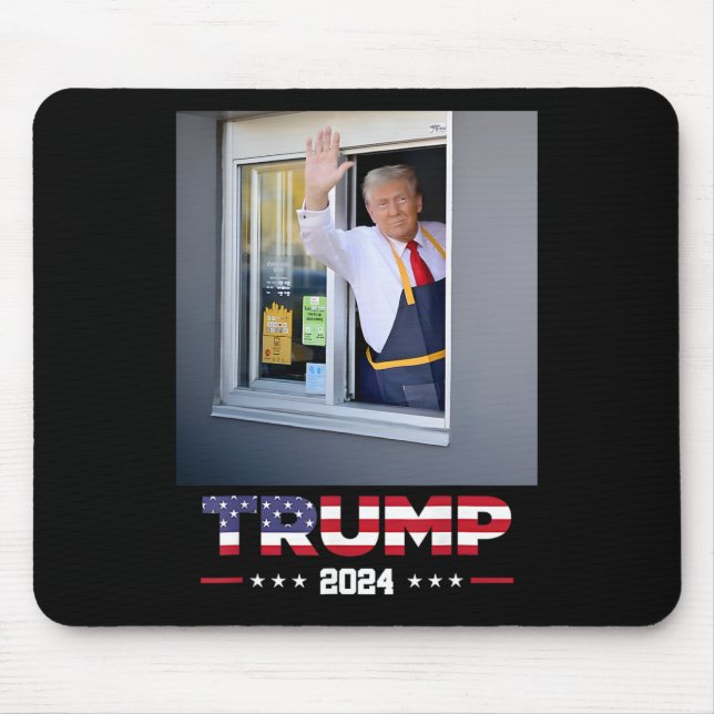 Trump Works Drive-thru Trump serviert Pommes Frite Mousepad (Vorne)