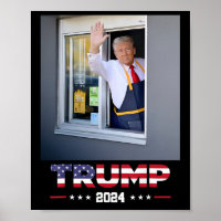 Trump Works Drive-thru Trump serviert Pommes Frite